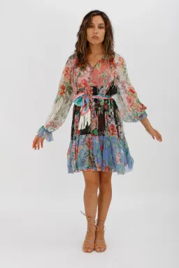 Zimmerman Bellitude Spliced Short Dress Multi Colour Floral Print Size 0/Au 8 for rent on The Volte - image 1