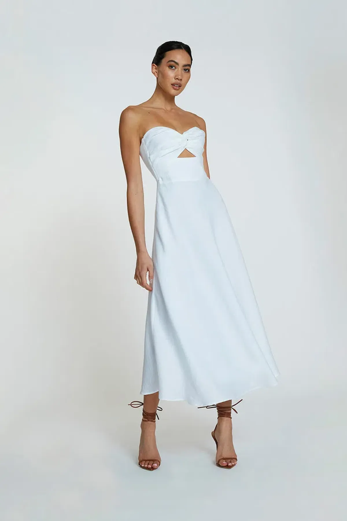 By Johnny Penelope Strapless Midi Dress Ivory Size 6 - Image 1