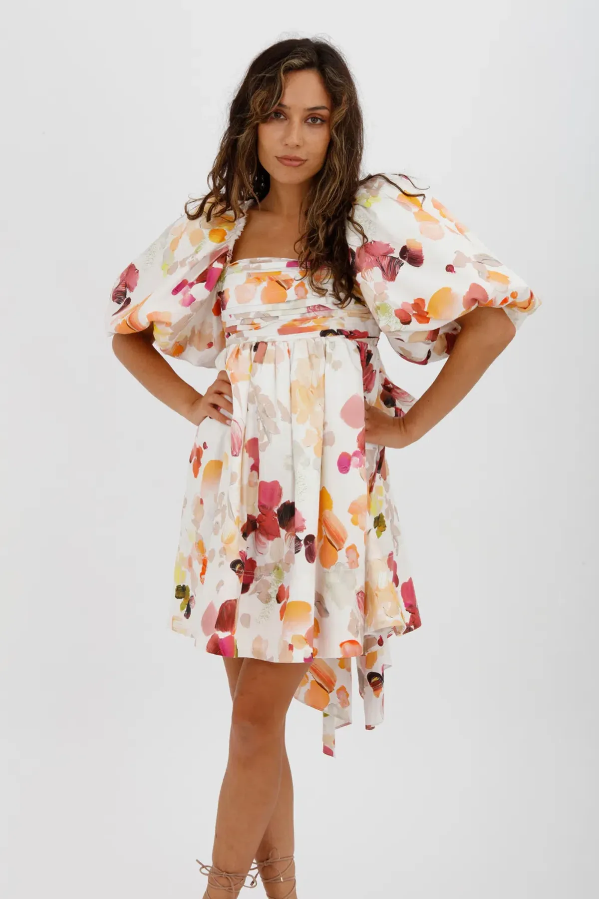 AJE Dassia Puff Sleeve Mini Dress Floral Print Size 10 - Image 5