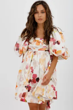 AJE Dassia Puff Sleeve Mini Dress Floral Print Size 10 for rent on The Volte - image 8