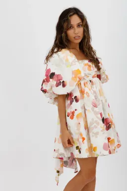AJE Dassia Puff Sleeve Mini Dress Floral Print Size 10 for rent on The Volte - image 4