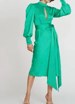 By Johnny Camellia Slice Midi Dress Green Size 10 for rent on The Volte - image 1