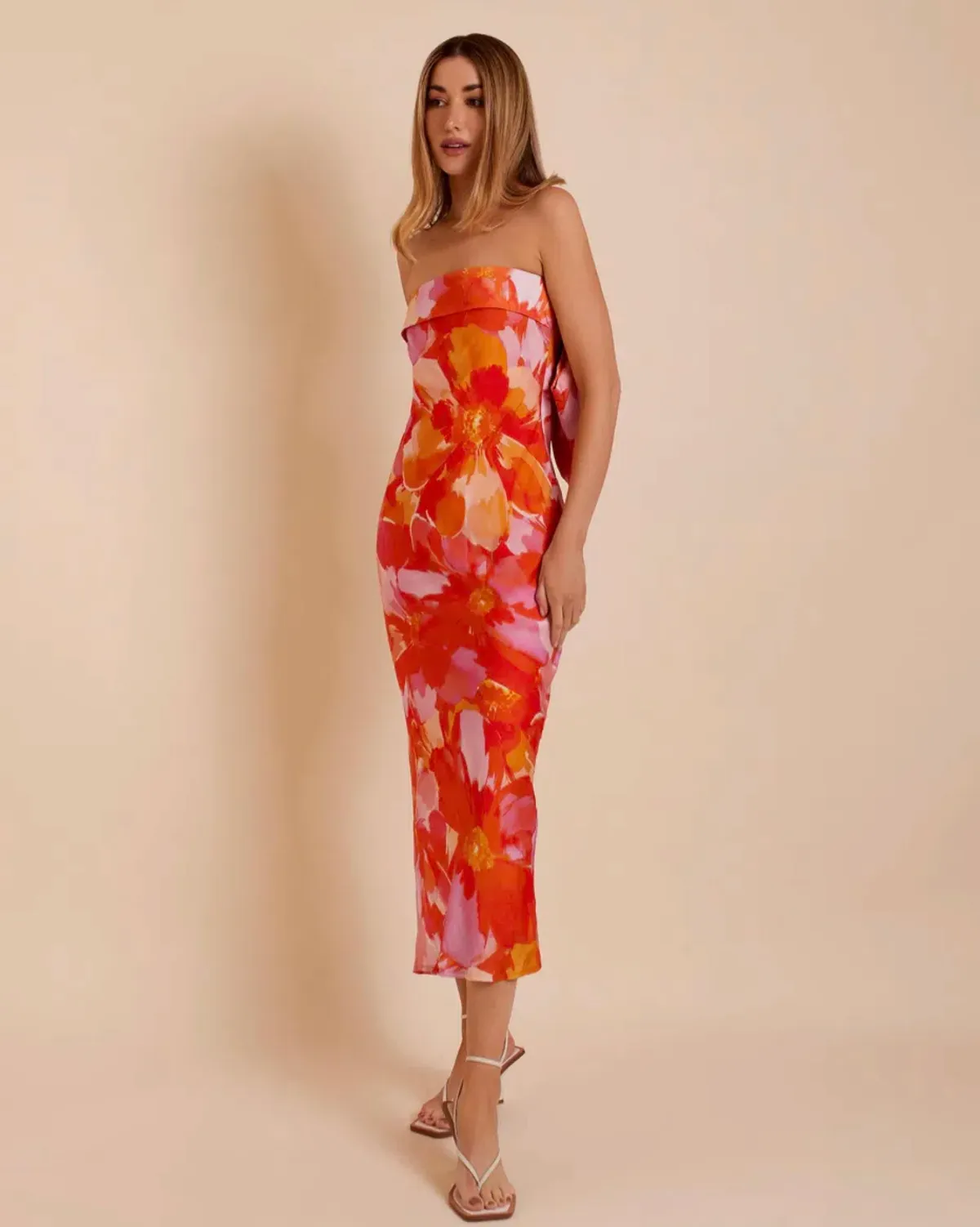Lover Annika Bow Slip Midi Dress Floral Size 14 - Image 1