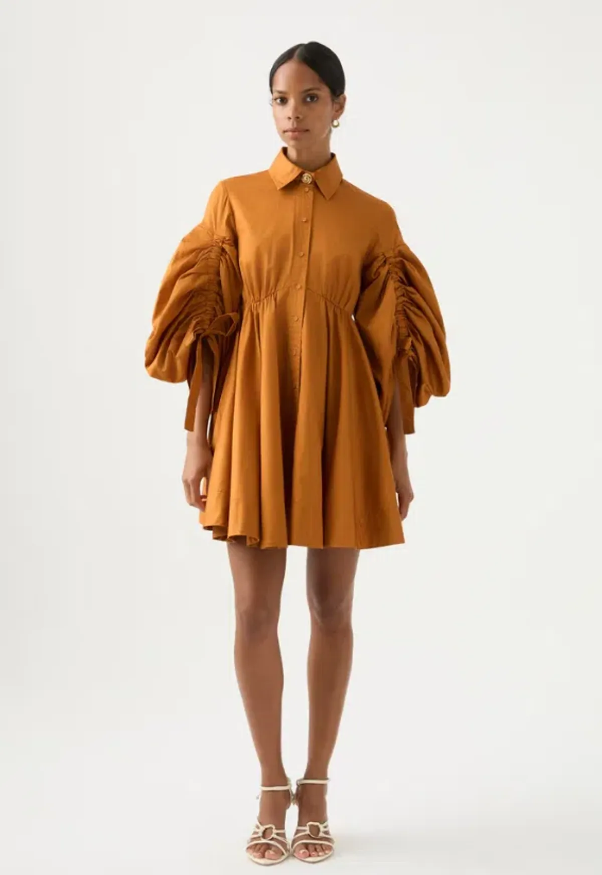Aje Utopia Drawstring Mini Dress Chestnut Brown Size 8 / S - Image 1