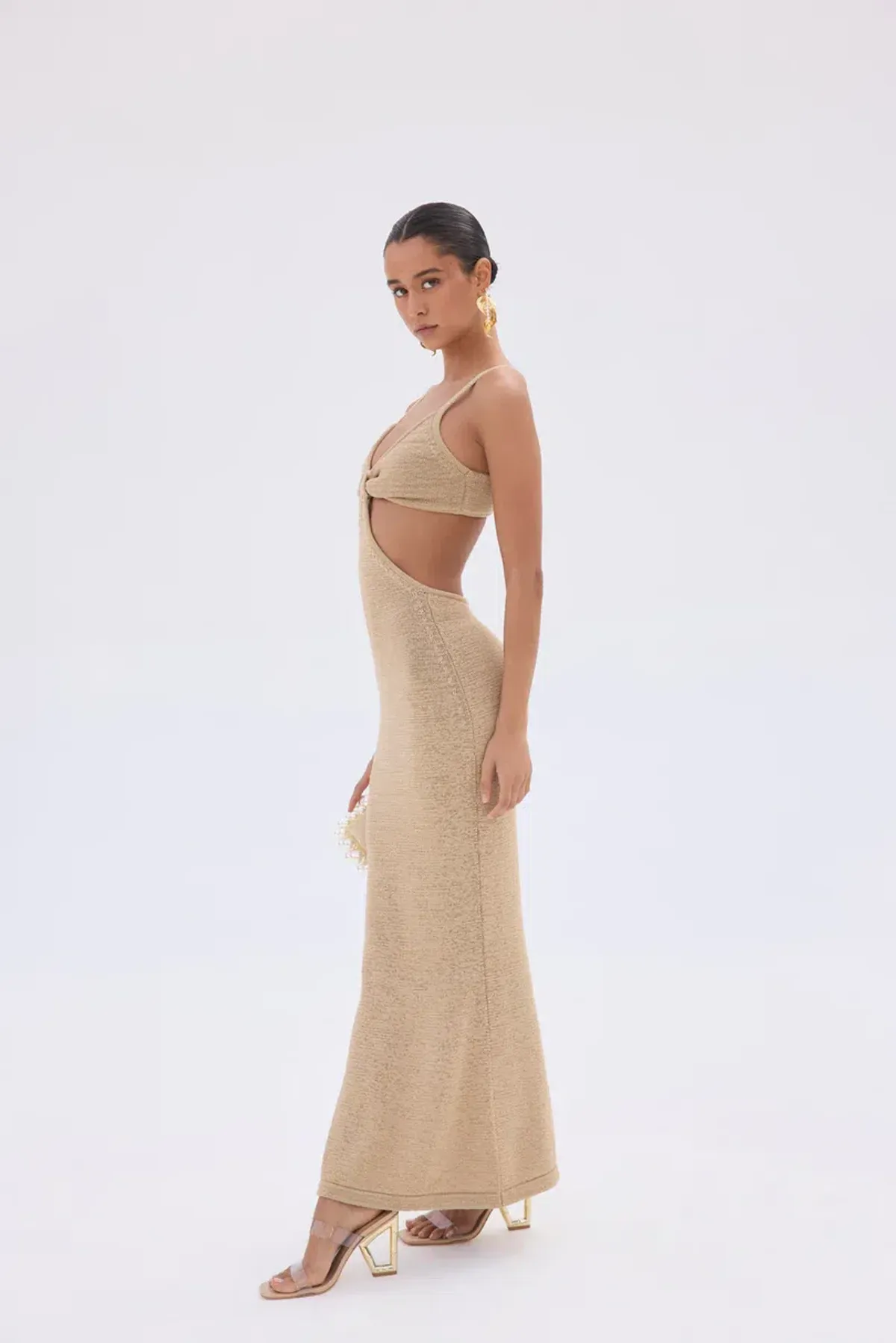 Cult Gaia Serita Knit Dress in Sand Size AU 10  - Image 2