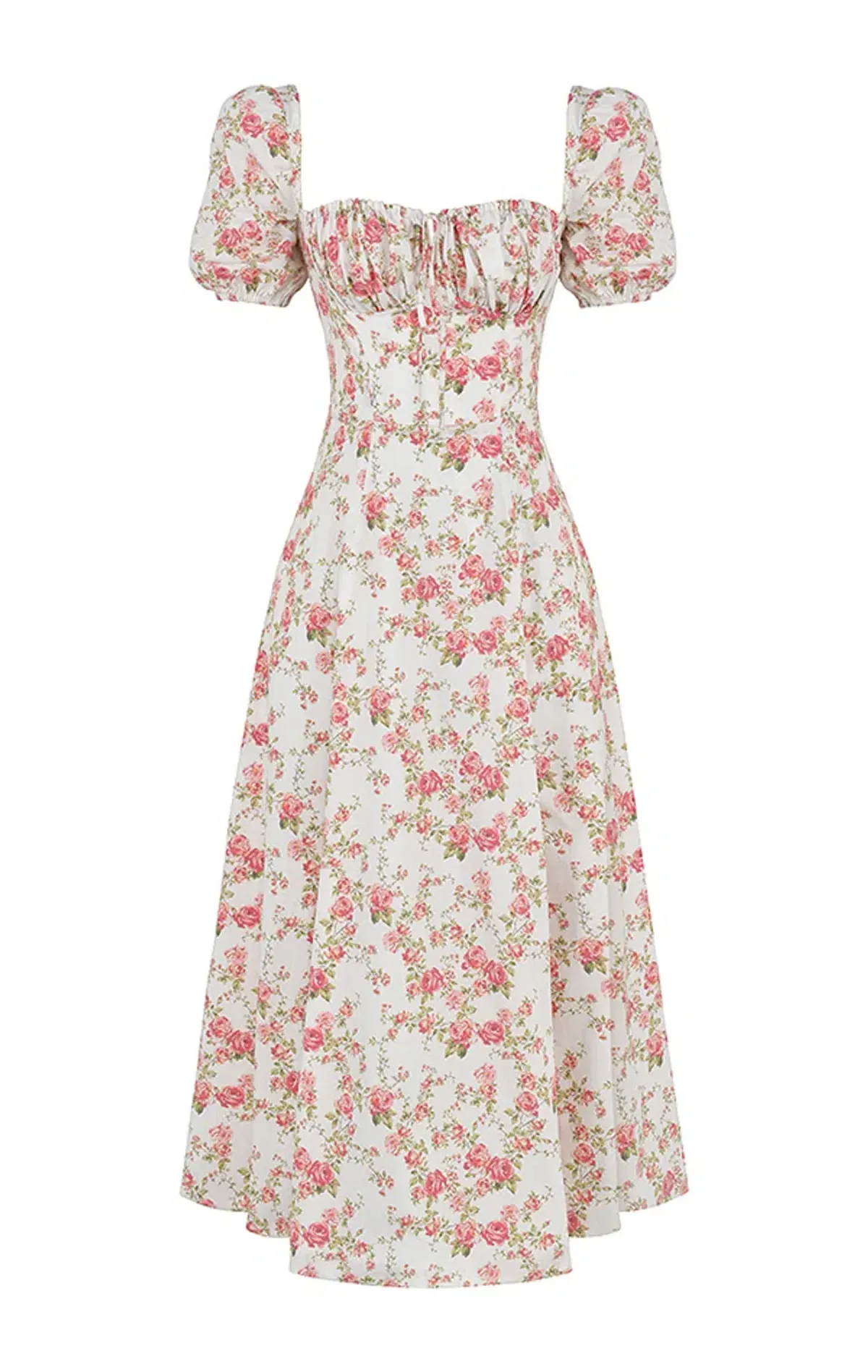 House of CB Rose Print Puff Sleeve Midi Sundress Floral Size L/AU 12 - Image 4