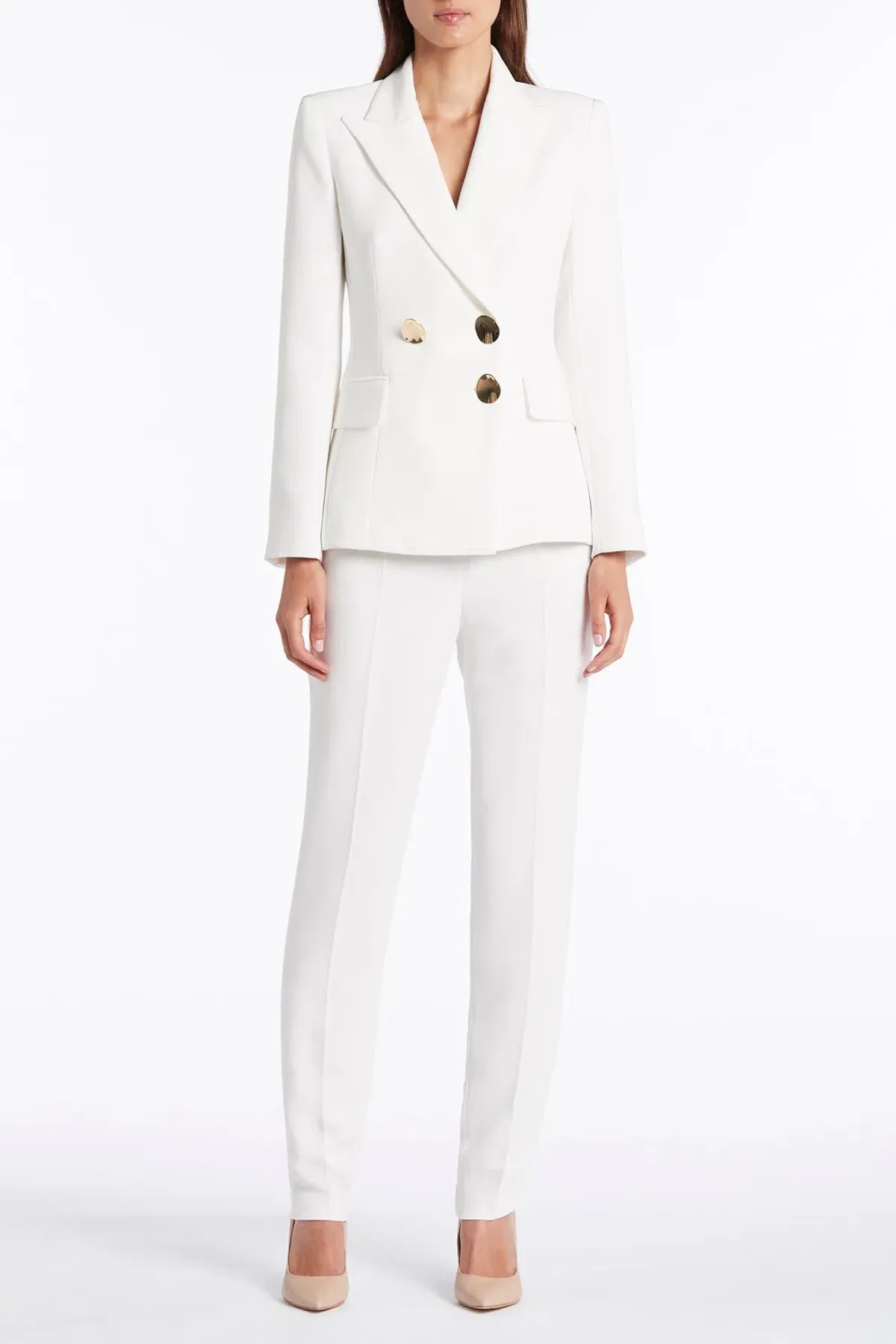 Carla Zampatti Long Line Jacket and Pants White Size 10 - Image 1