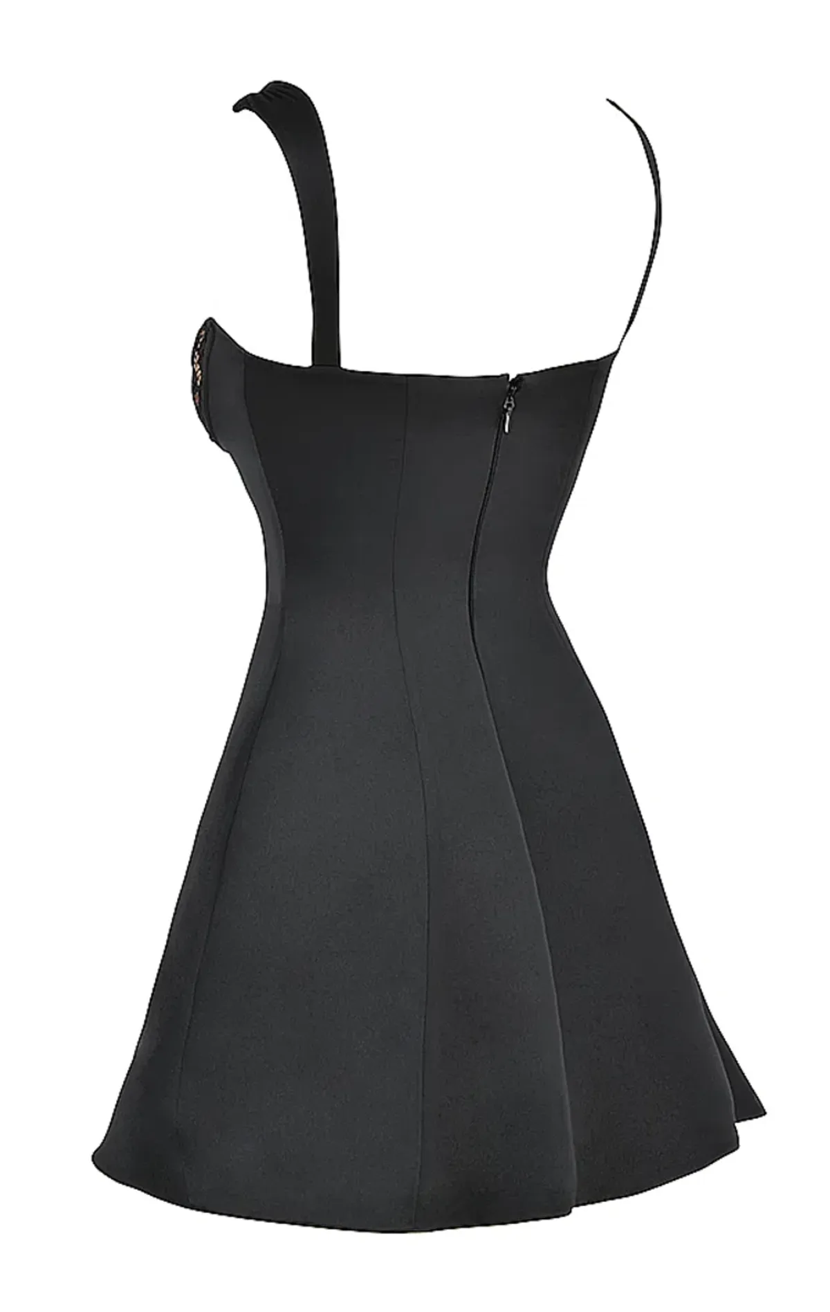 House of CB Adriana Satin and Lace Mini Dress Black Size S/AU 8 - Image 6