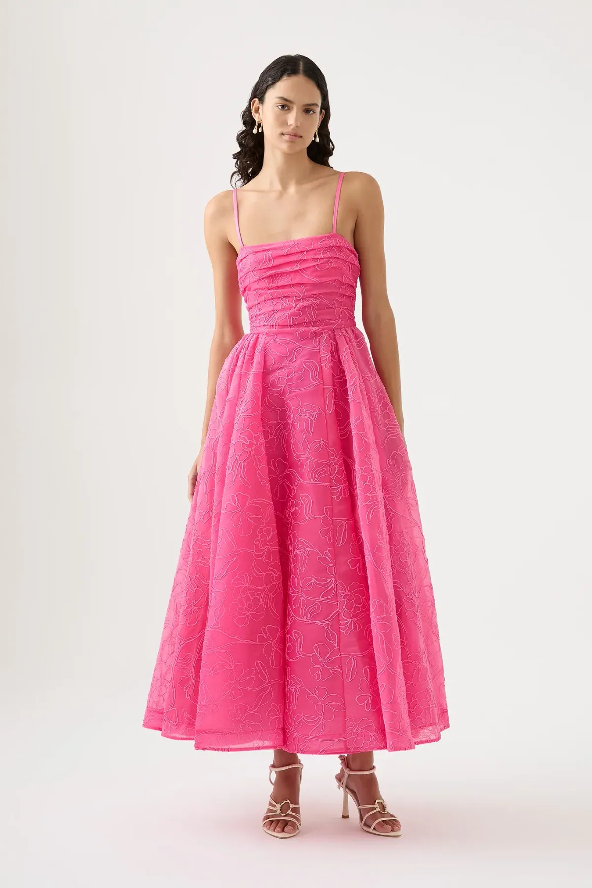 Aje Evangeline Cornelli Maxi Dress Pink Size Au 12 - Image 2