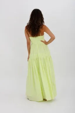Aje Grace Tiered Midi Dress Pastel Yellow Green Size 10 for rent on The Volte - image 7