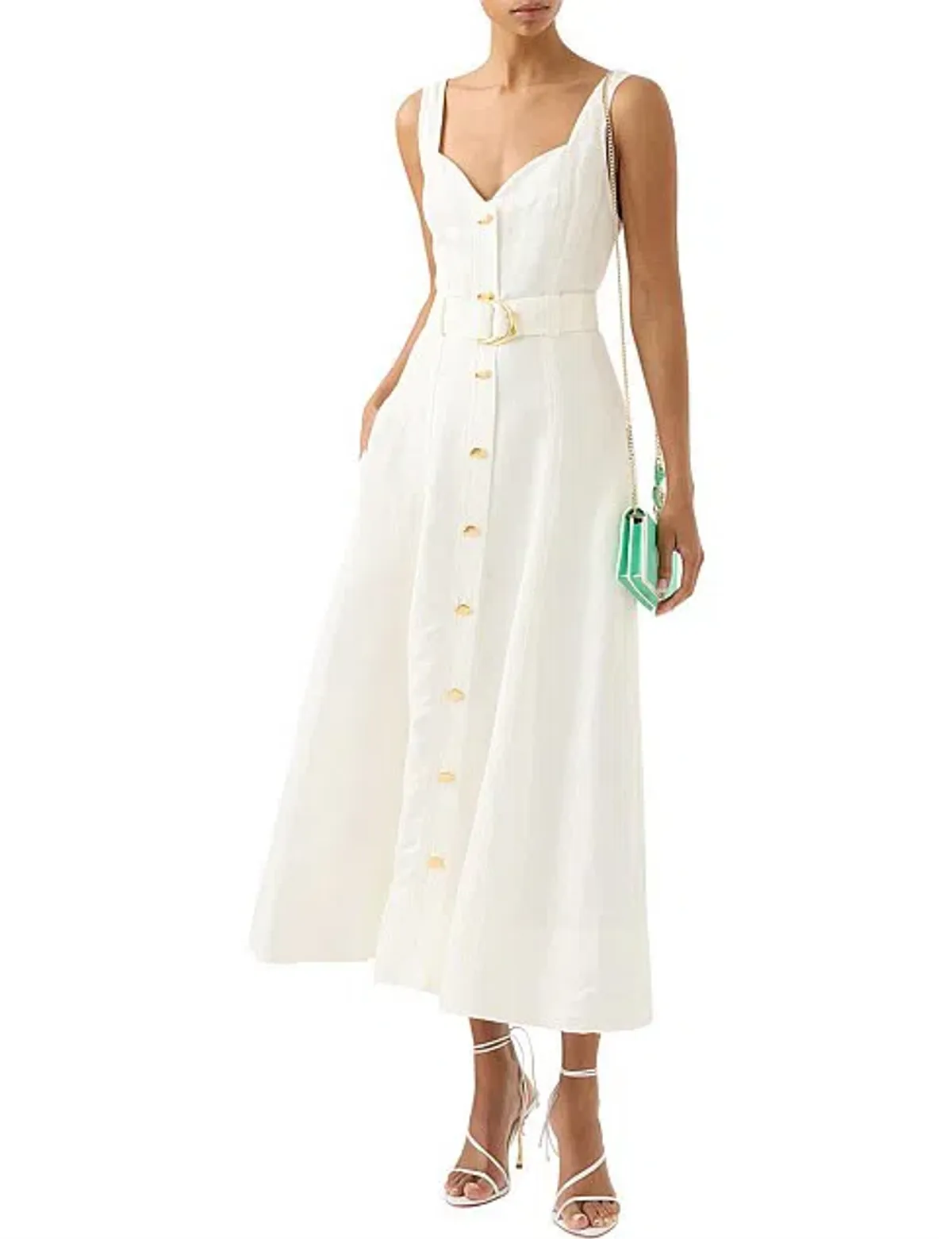 Aje Clay Belted Midi Dress White Size AU 10 - Image 1