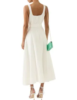 Aje Clay Belted Midi Dress White Size AU 10 for rent on The Volte - image 3