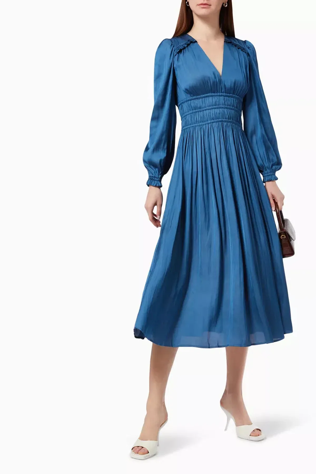 Maje Riannette Flared Midi Dress Blue Size 36FR / AU 8 - Image 2