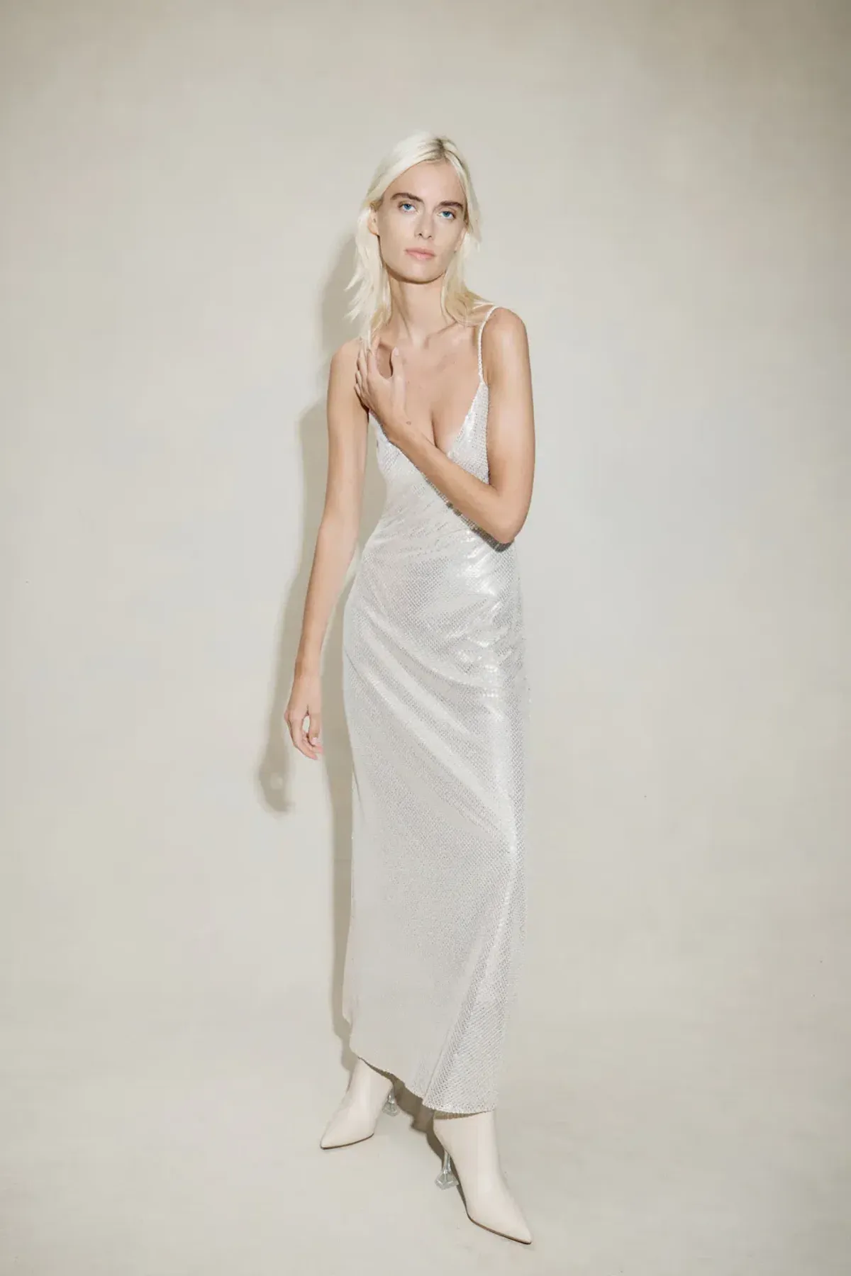 Manning Cartel High Voltage Slip Dress Nude Silver Size 6 - Image 4