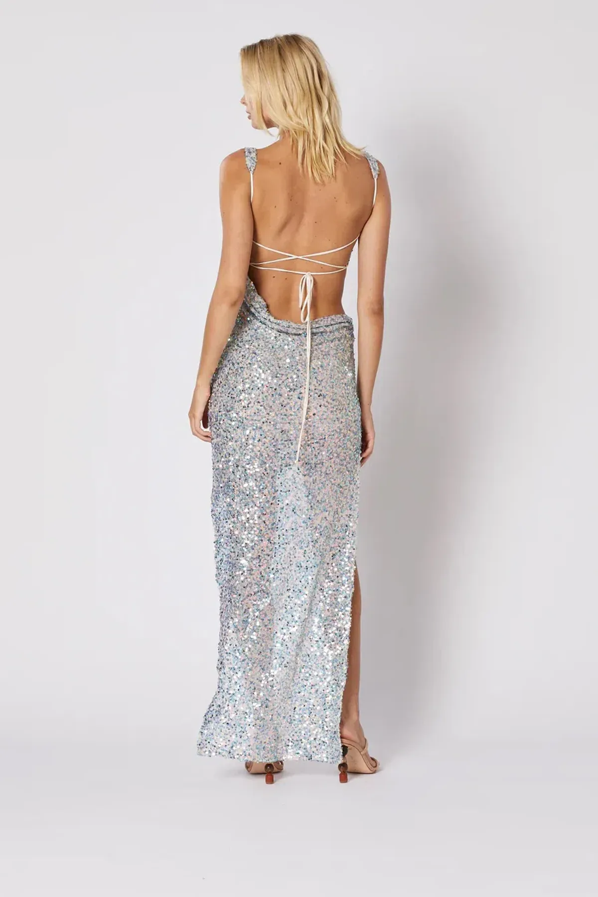 Winona Chroma Tie Back Dress Silver Size AU 10 - Image 3