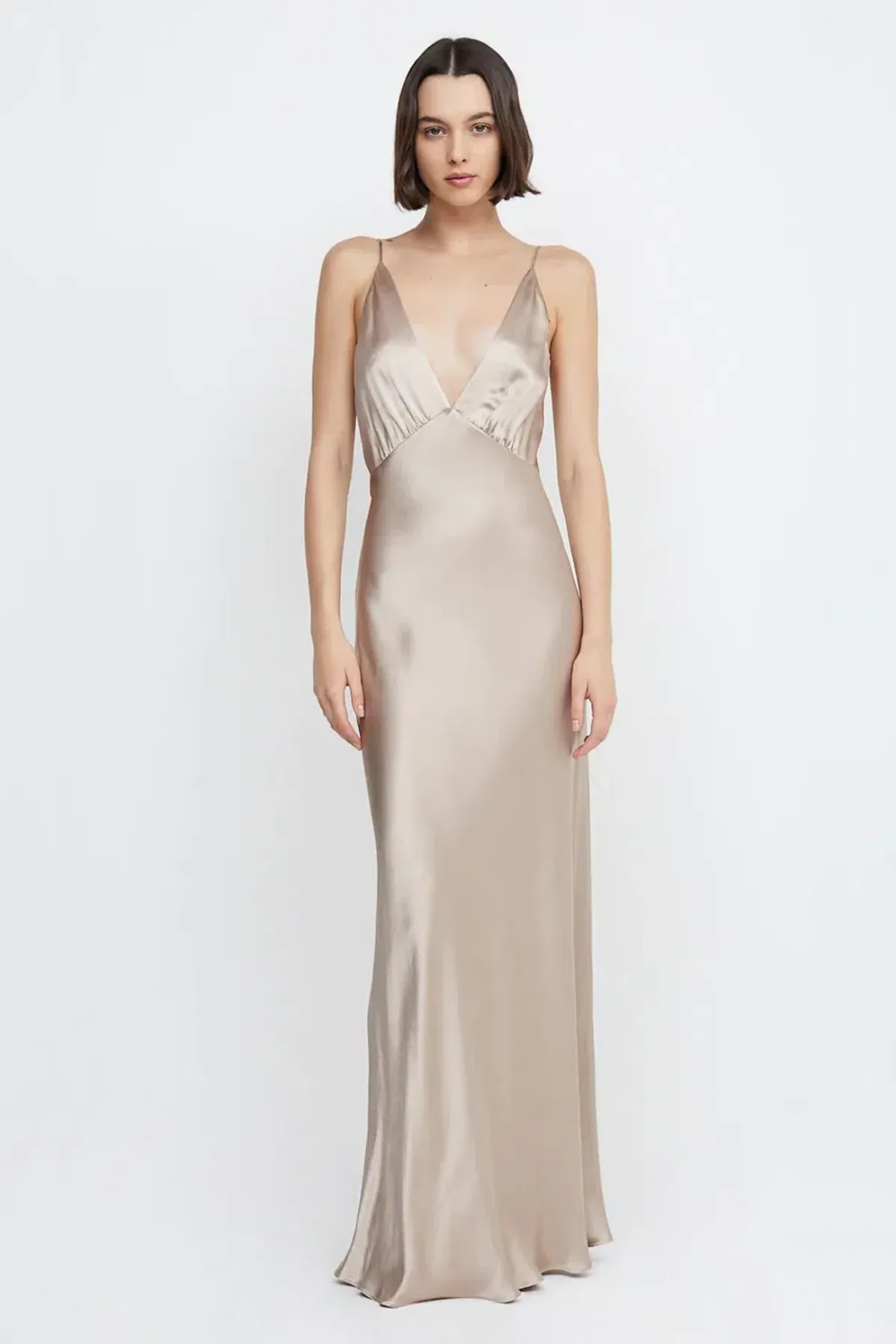 Bec & Bridge Lorelai V Maxi Dress Smoke Taupe Size 8 - Image 1
