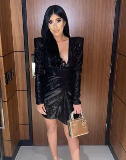 Meraki Sequins Long Sleeve Mini Dress Black Size 8  for rent on The Volte - image 1