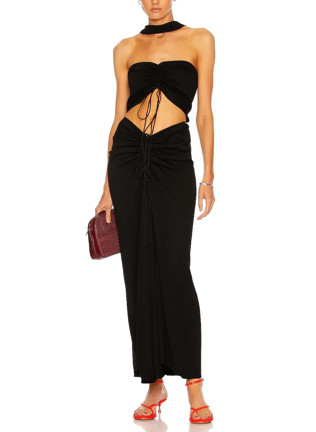 Christopher Esber Reversed Halter Disconnect Ruched Maxi Dress in Black Size 10 - Image 1