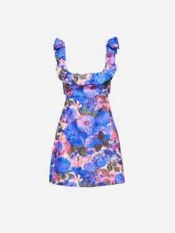 Zimmermann High Tide Frilled Mini Dress in Purple Ikat Floral Size 1/Au 10 for rent on The Volte - image 4