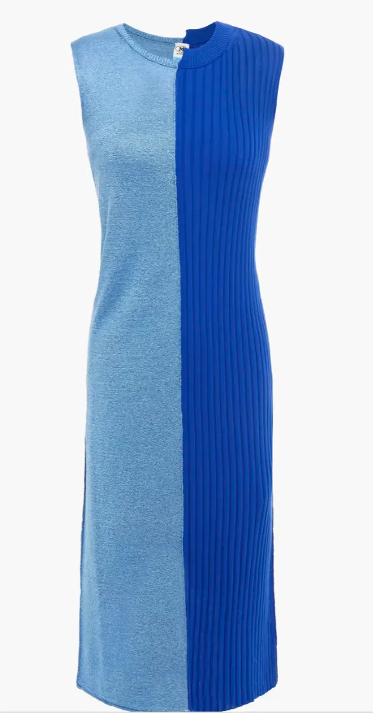 M Missoni Two-tone Metallic Ribbed And Crochet-knit Dress Blue Size 12 - Image 2