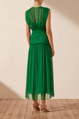 Shona Joy Malina Round Neck Midi Dress Tree Green Size 12 for rent on The Volte - image 2