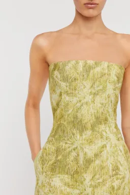 Scanlan Theodore Tinsel Linen Mini Dress Lime Size 10  for rent on The Volte - image 2