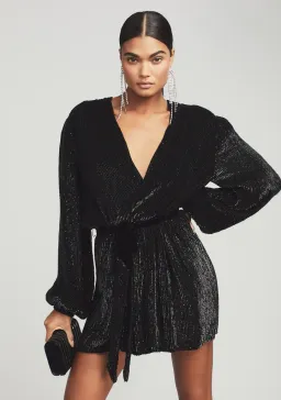 Retrofete Gabrielle Dress Black Sequin Robe Size 8 for rent on The Volte - image 2