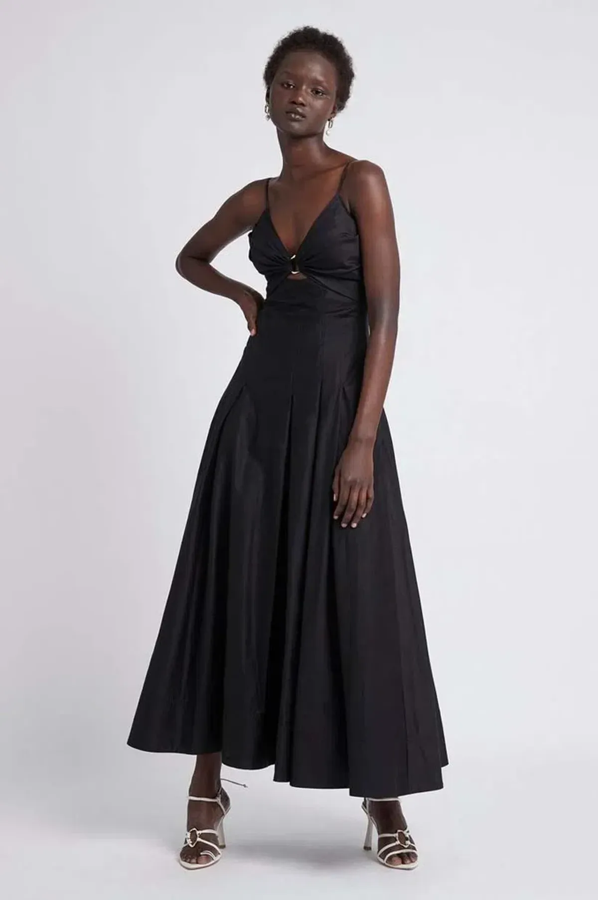 Aje Solstice Strappy Ring Midi Dress Black Size AU 10 - Image 1
