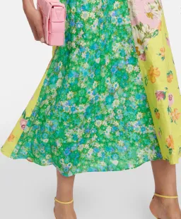 Alemais Kenzie Patchwork Linen Midi Dress Multi Floral Size 10  for rent on The Volte - image 4