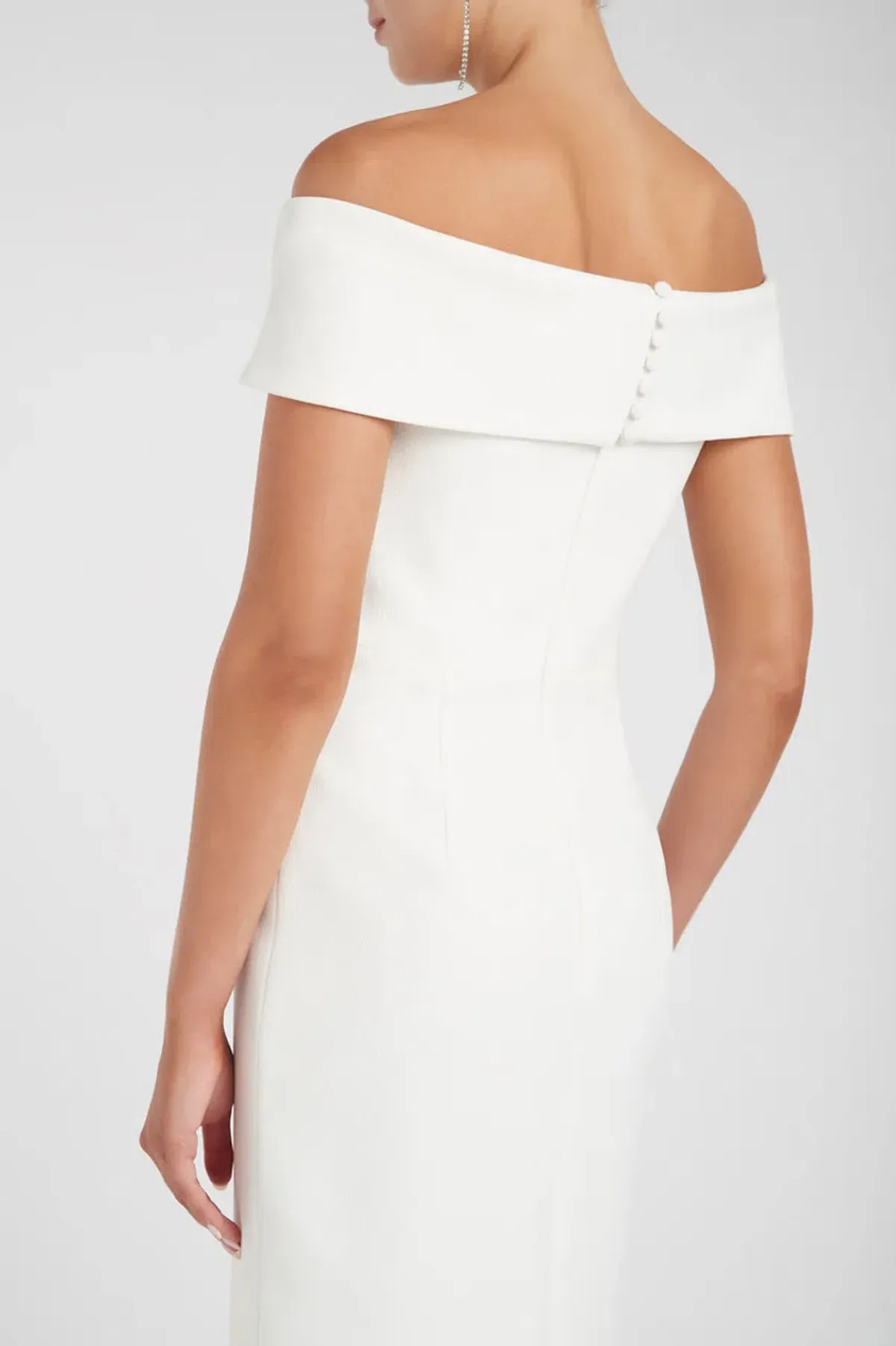 Rebecca Vallance Amore Off Shoulder Midi Dress Ivory Size 6 - Image 3