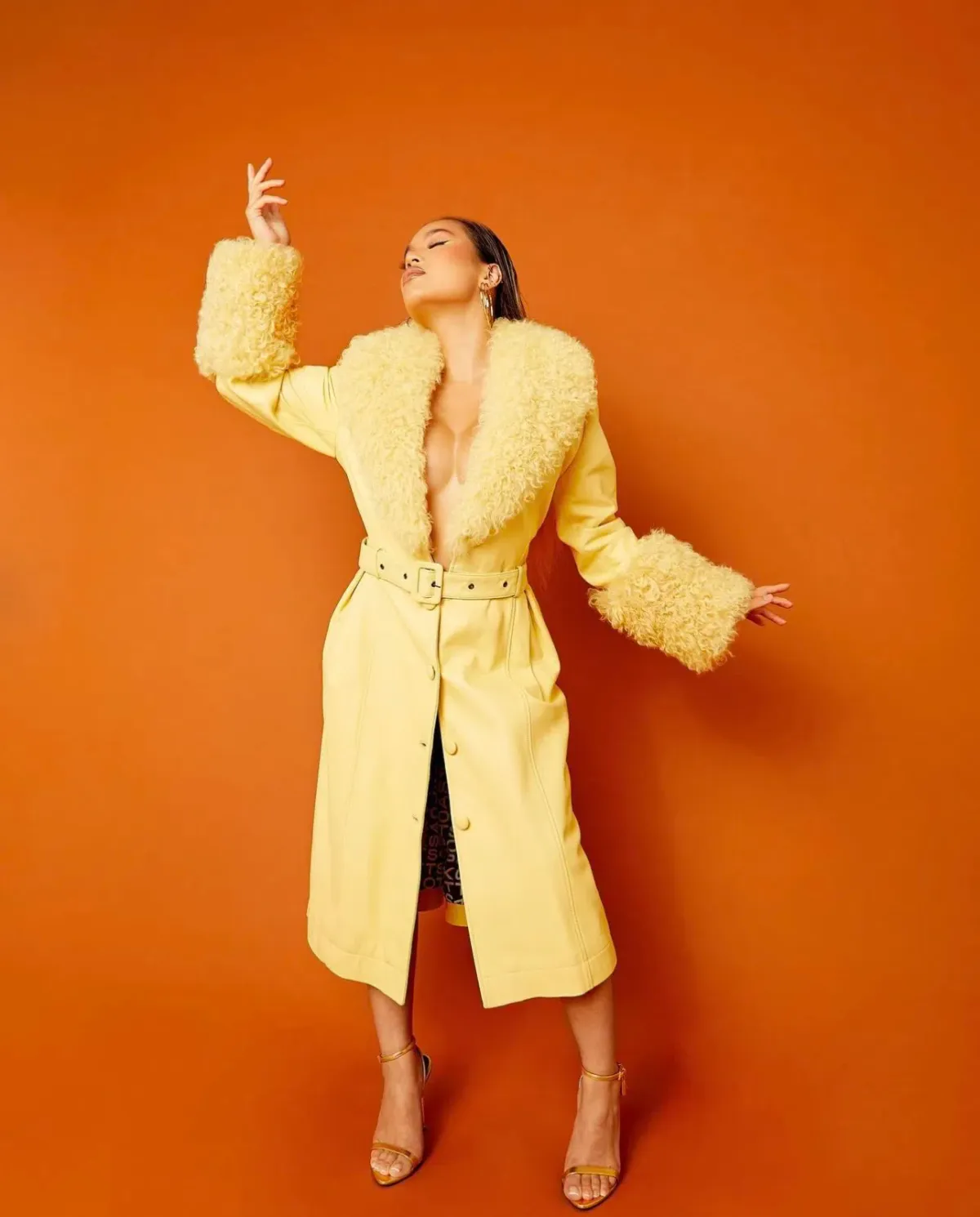 Saks Potts Foxy Shearling Coat Yellow Size 3 / Au 10 - Image 1