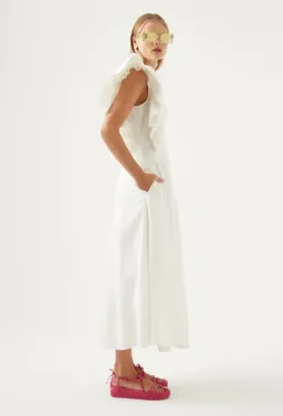 Aje Bonjour Asymmetric Midi Dress Ivory Size 8 for rent on The Volte - image 2