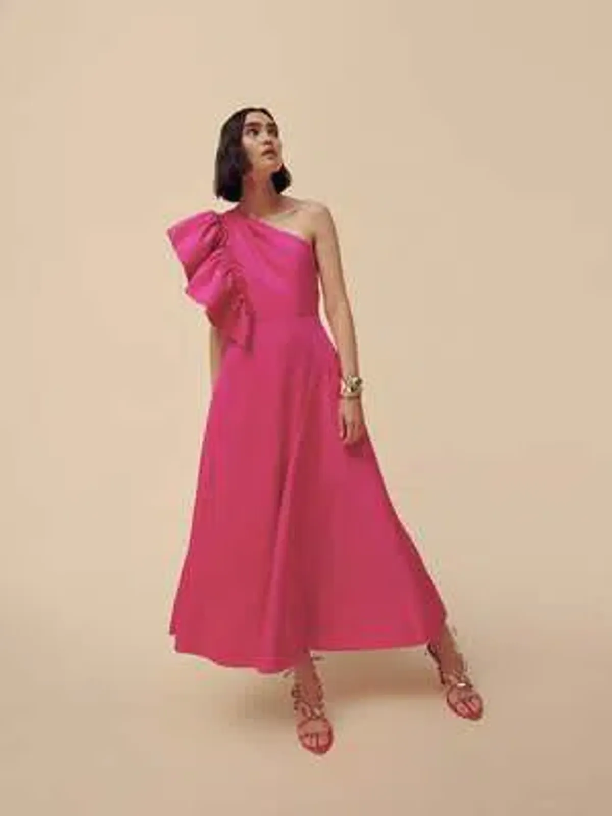 Aje Bonjour Asymmetric Midi Dress Fuchsia Pink Size AU 16 - Image 3