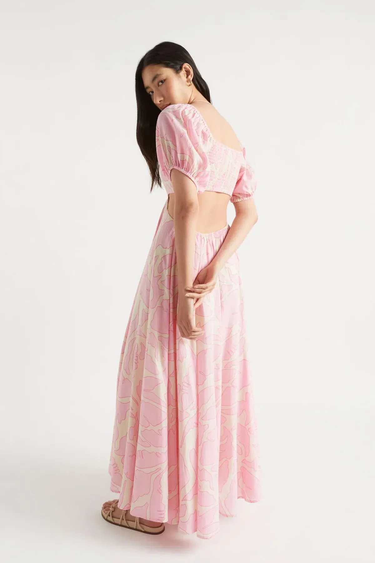 Seed Heritage Voile Floral Off Shoulder Maxi Dress Pink/Floral Size 6 - Image 3