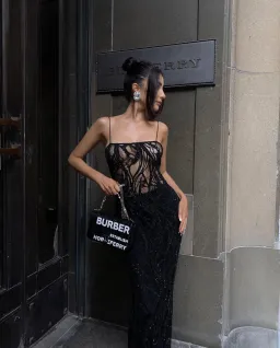 Retrofête Winnie Dress Beaded Maxi Black Size AU 6  for rent on The Volte - image 8