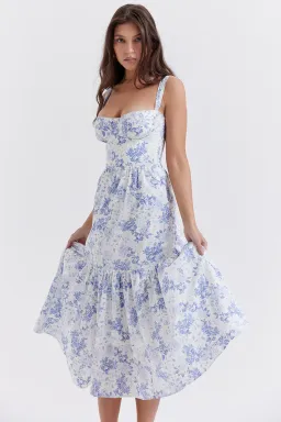 House Of CB Elia Blue Print Midi Sundress Floral Size S / Au 8 for rent on The Volte - image 4