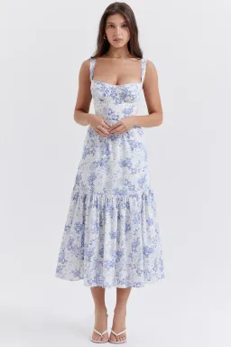 House Of CB Elia Blue Print Midi Sundress Floral Size S / Au 8 for rent on The Volte - image 1