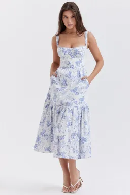 House Of CB Elia Blue Print Midi Sundress Floral Size S / Au 8 for rent on The Volte - image 3