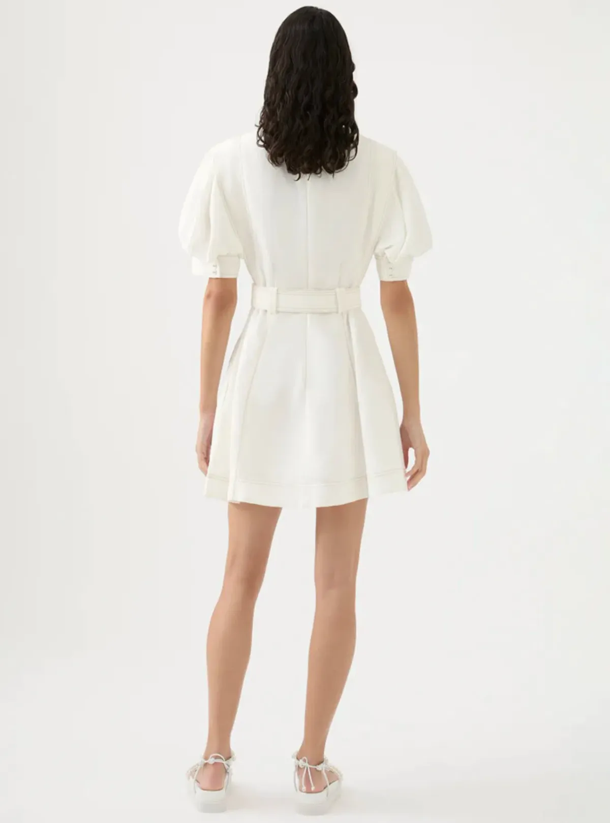 Aje Beacon Structured Mini Dress Ivory Size S/AU 8 - Image 3