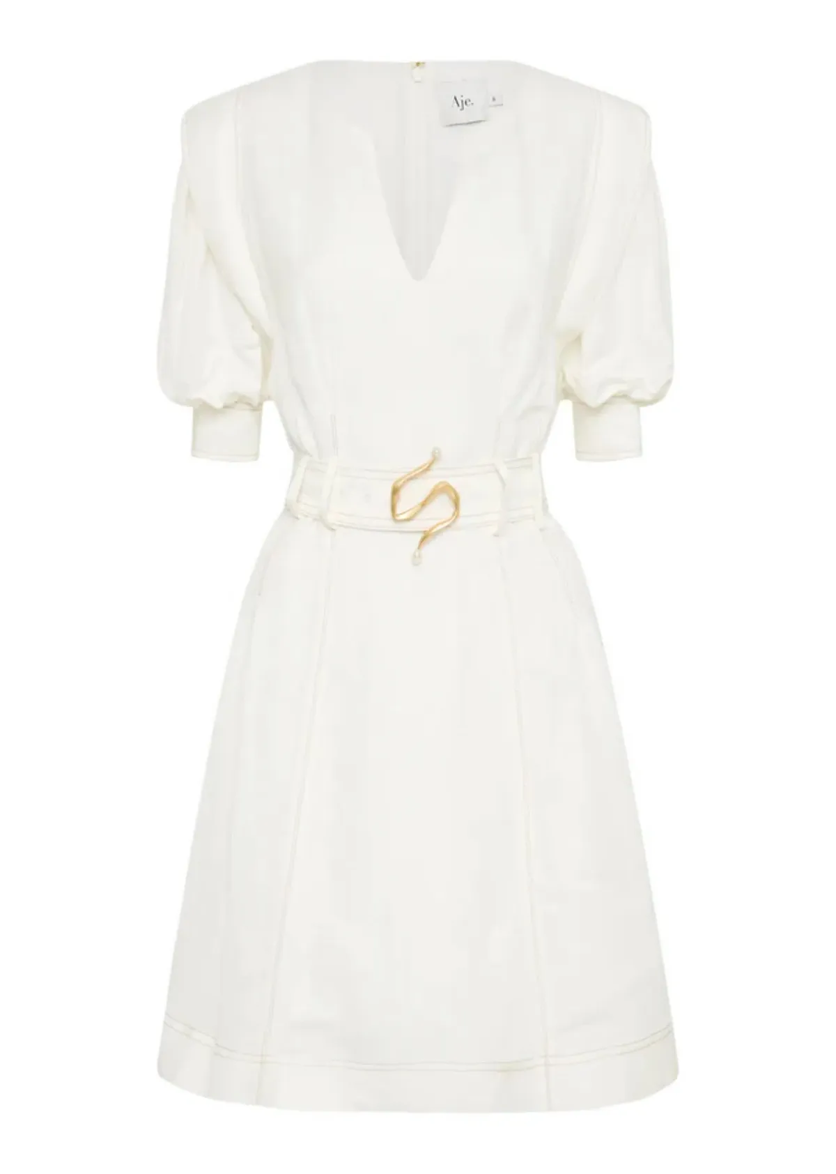 Aje Beacon Structured Mini Dress Ivory Size S/AU 8 - Image 4