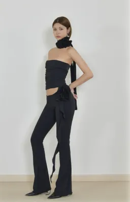 Fanci Club The Rose Tube Top and The Gun Pants Set Black Size S/AU 8 for rent on The Volte - image 2