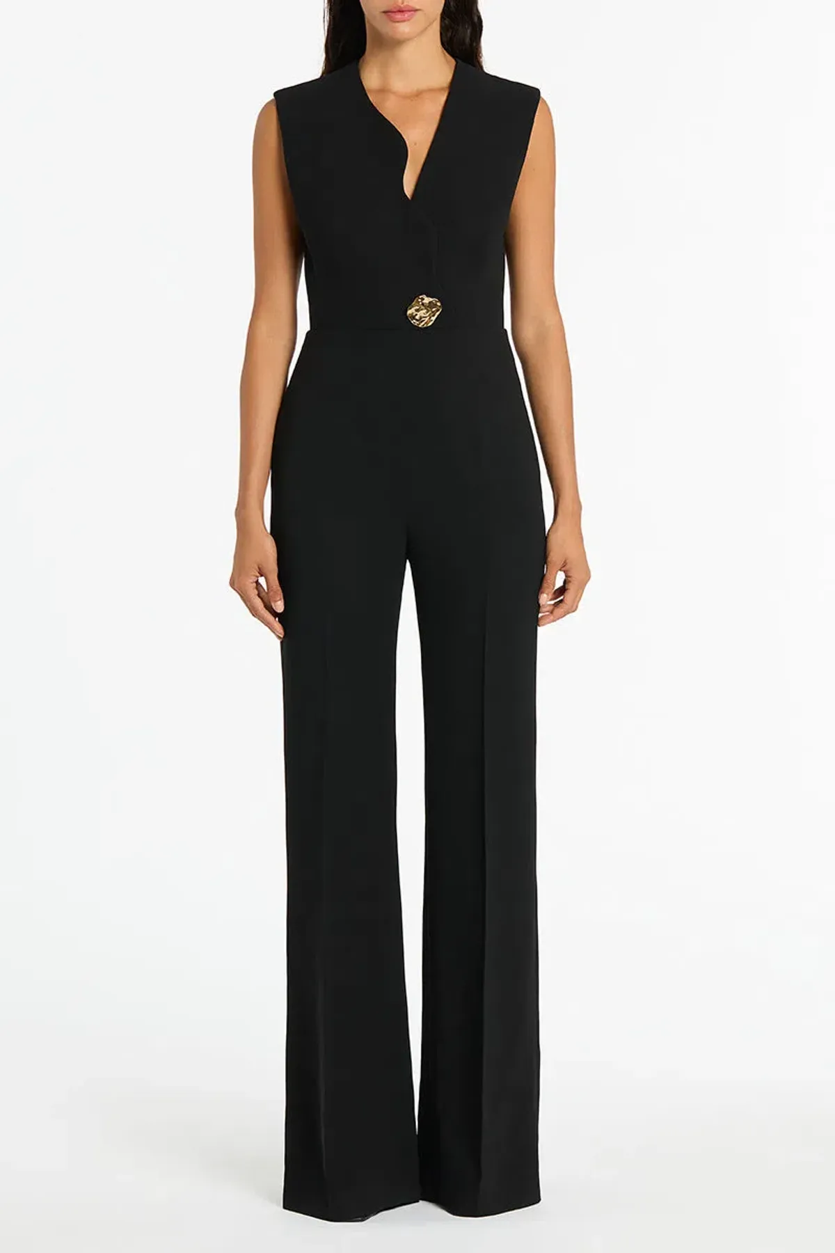 Carla Zampatti Black Crepe Scalloped Jumpsuit Size S/AU 6 - Image 1