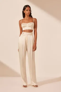 Shona Joy La Lune Corded Ruched Bralette & Bias Maxi Skirt Set Cream Size 8 for rent on The Volte - image 3
