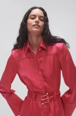 Aje Echo Belted Midi Shirt Dress Hot Pink Size 4 / XXS for rent on The Volte - image 3