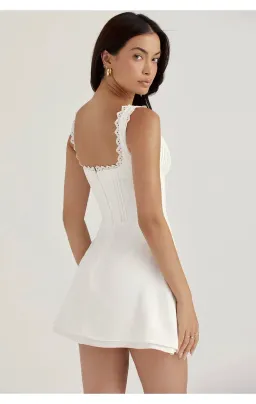 House of CB Tilly Pin Tuck Mini Dress White Size S / Au 8 for rent on The Volte - image 3