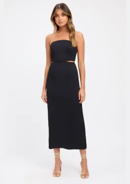 Kookai Oyster Cut Out Midi Dress Black Size 36 / Au 8 for rent on The Volte - image 1