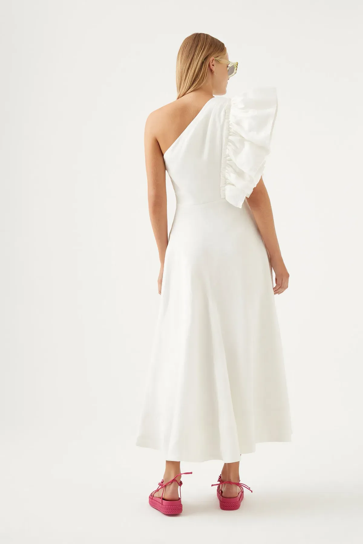 Aje Bonjour Asymmetric Midi Dress White Size 8 - Image 3