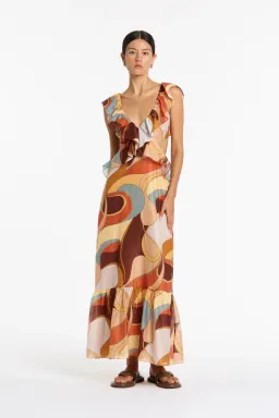 Sir The Label Vista Frill Midi Dress Multi Size 8 for rent on The Volte - image 1