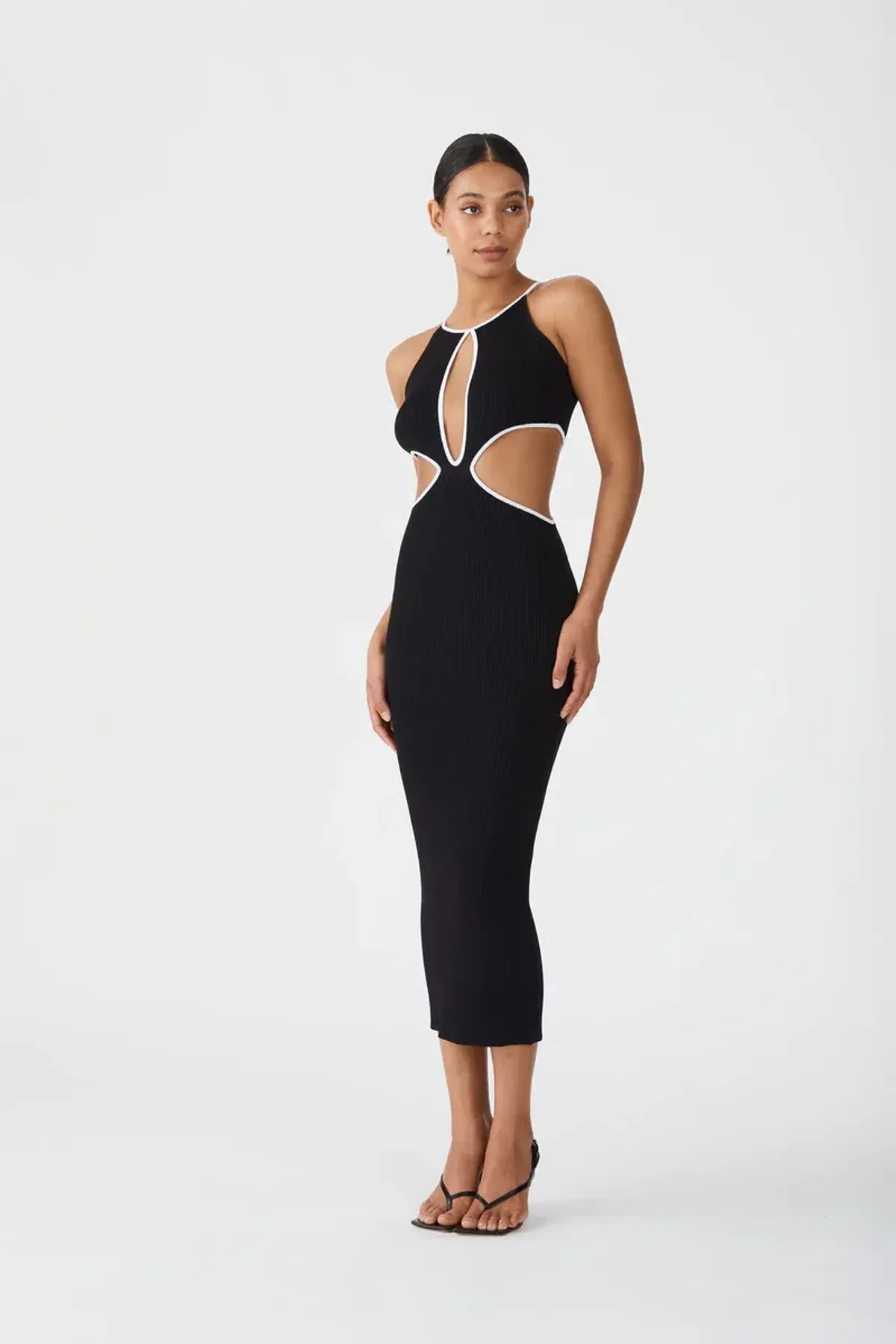 San Sloane Adrian Rib Midi Dress Black Size 8 - Image 2