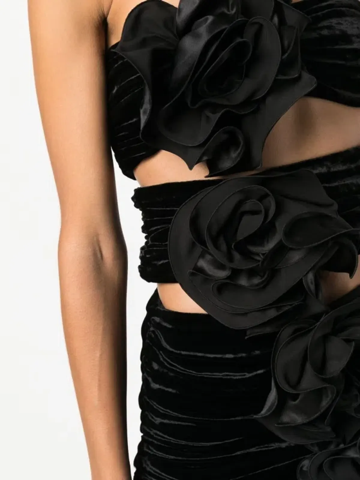 Magda Butrym Strapless Velvet Bandage Rosette Mini Dress Black Size 8 - Image 5